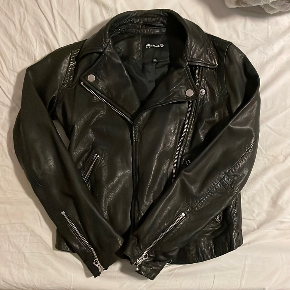 Women’s Washed Leather Motorcycle Jacket